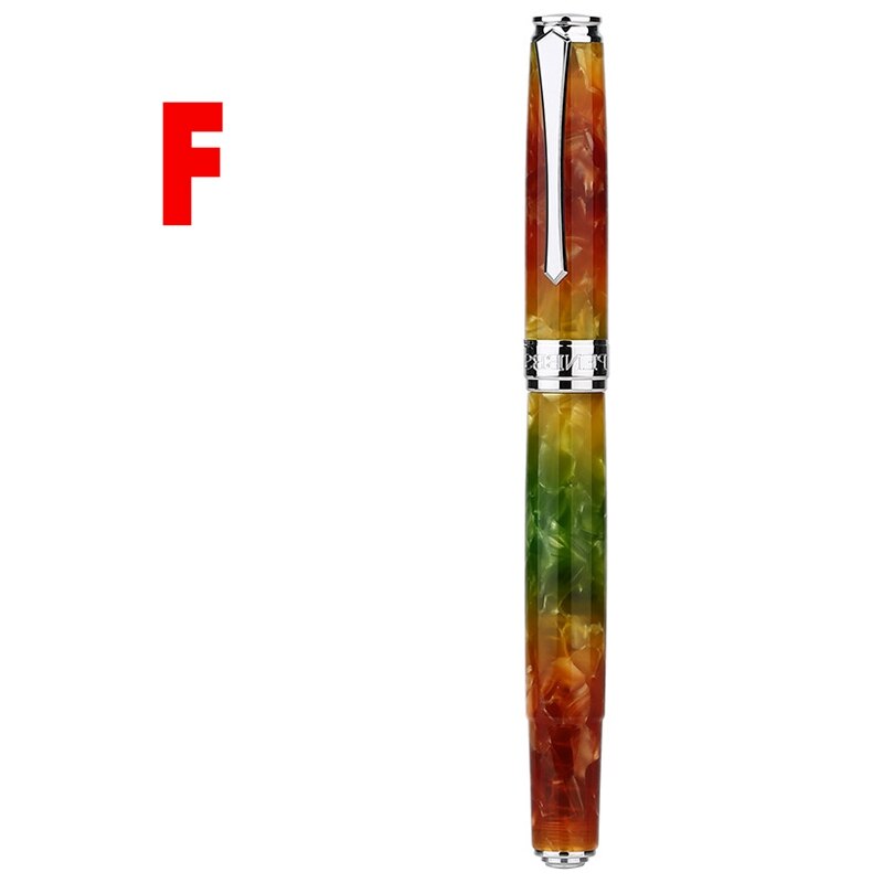 PENBBS 500 de acrílico colorido pluma estilográfica con émbolo Clip de plata Punta fina F escribir fuente bolígrafos la escuela de artículos de oficina: F