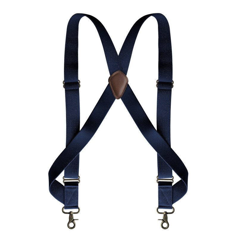 Deepeel 1Pc 3.5X125cm Mannen Jarretel X-Vormige Stretch Brede Bretels Werk Bretels Haak Gesp 2 Clips Bandjes man Jockstrap: Navy