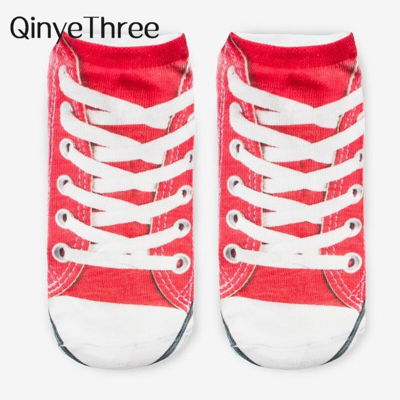 Calcetines con estampado 3D de para Mujer, calcetín tobillero de corte bajo, medias informales con estampado 3D de gato, zapatos de lona,