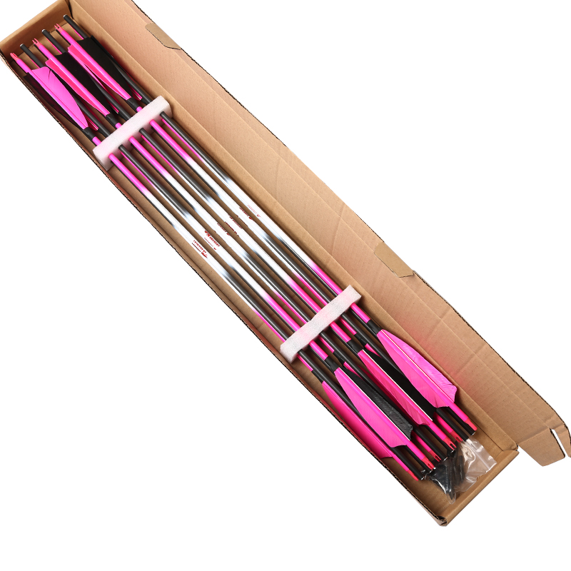 Flèches en carbone pour tir à l&#39;arc, ID6.2mm colonne vertébrale 300-600 30/32 pouces, accessoires pour la chasse à l&#39;arc traditionnel composé de 6 pièces
