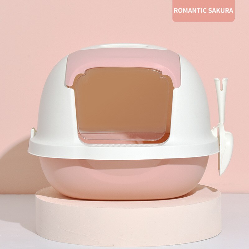 Desodorante grande para gato, caixa de banheira de gato semi-fechada, anti-spatter, shib, gato, sujeira de gato caixa de suprimentos para gato: pink