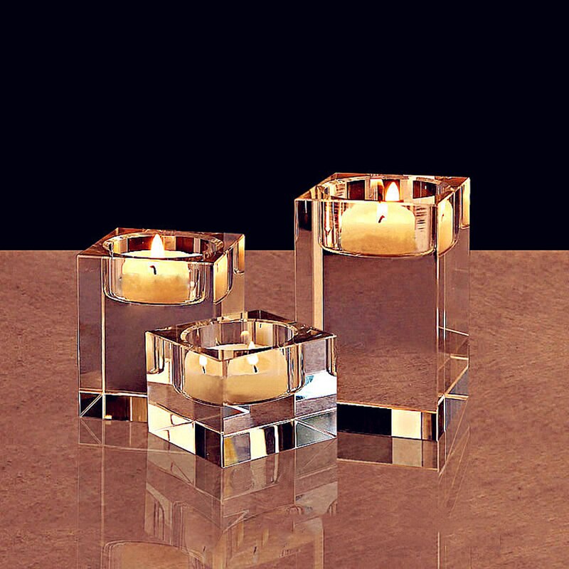 IMUWEN K9 Crystal Candle Holder Delicate Candle Stand Center Table Candlestick For Party Home Decoration