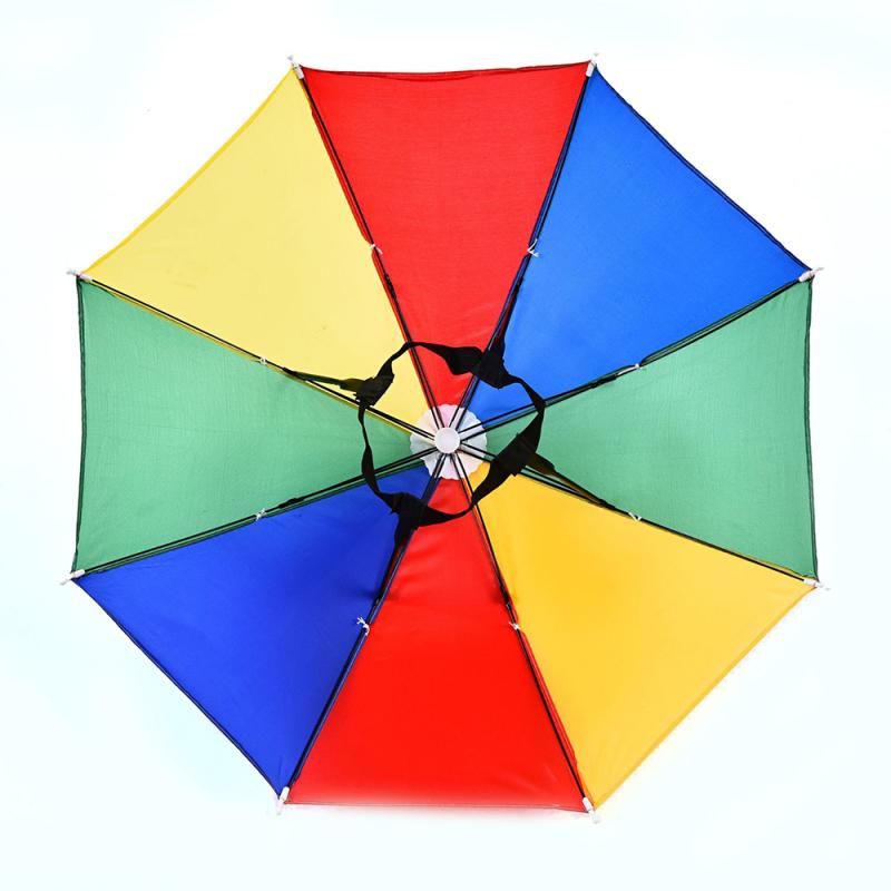Fishing Caps Umbrella Hat Rain Raining Dry Cover Heat Adjustable Colorful Rainbow Folding Cap For Adults And Children