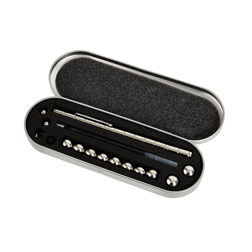 Magnetic Pen Metal Fun Magnet Ink Pen Office Stationery Polar Capacitor Magnet Writing Supplies: sliver