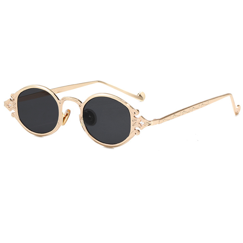 Cateye Straat Shoot Man Zonnebril Vrouwen Retro Steampunk Bril Gothic Ovale Metalen Frame Gesneden Zonnebril Gafas Sol Mujer: Black