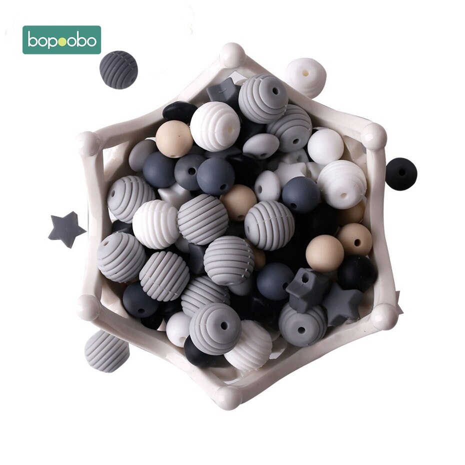 Bopoobo-accessoire de dentition en Silicone | Perles pour bébé, sans BPA, jouet mordre, bonne , bricolage, fabrication de collier, 100 pièces