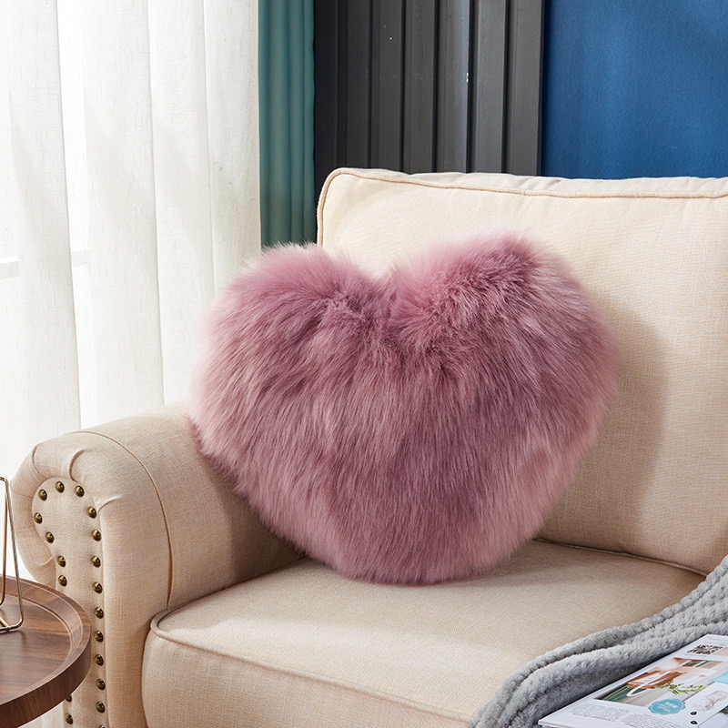 Coussin en forme de cœur ou de carré, 1 pièce, long coussin en peluche, moelleux, doux et confortable pour chambre: plum / 50x50cm