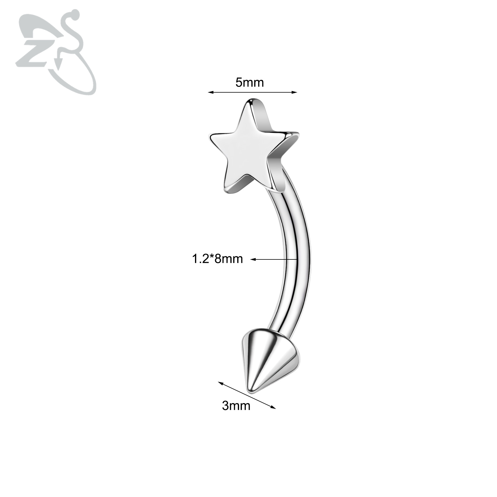 ZS 1 Piece 16G/20G Stainelss Steel Eyebrow Piercing Men Punk Rock Curved Eyebrows Ring Cross Spike Lip Belly Piercings Jewelry: Pure Gold Color