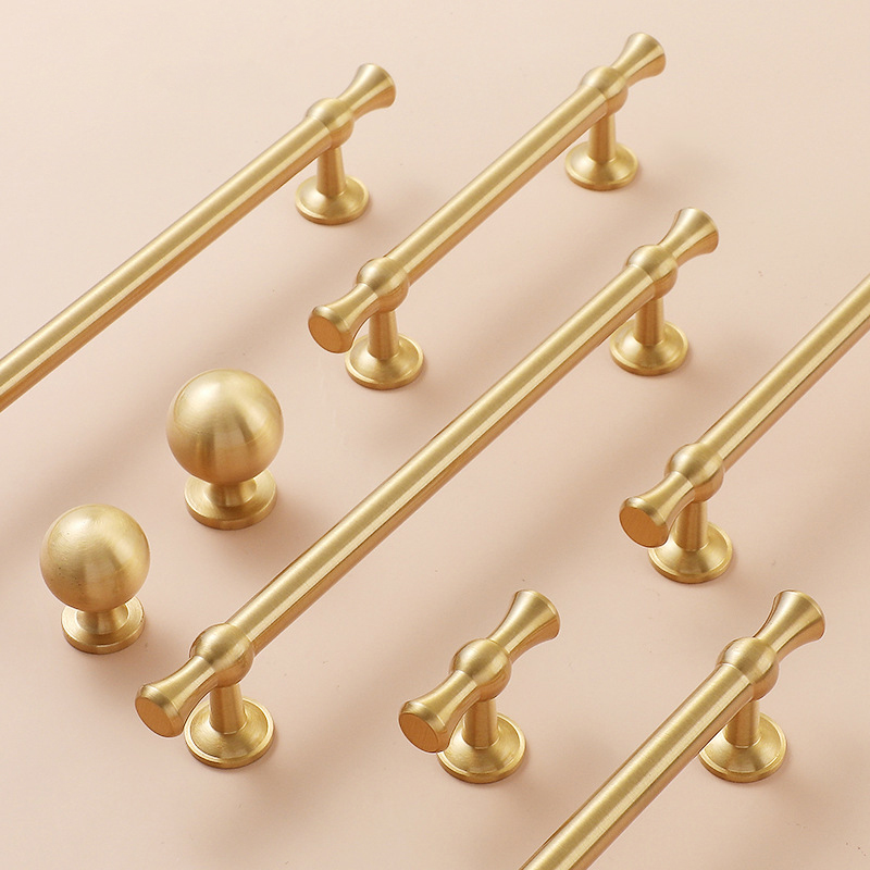 French Luxury Brass Wardrobe Handle Copper Nordic Drawer Pull Cabinet Long Hanle Furniture Bar Pull Kitchen Door Handle