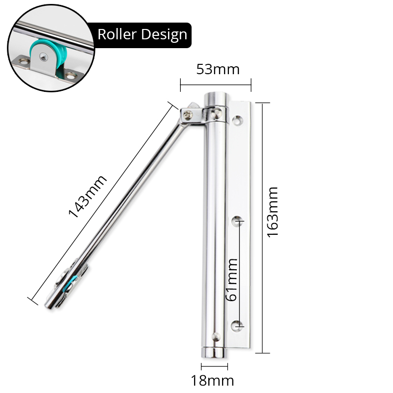 KAK 50KG Adjustable Door Closer Aluminum Alloy Automatic Door Spring Closer Soft Close Fire-proof Door Heavy Duty Door Hardware: GRAY
