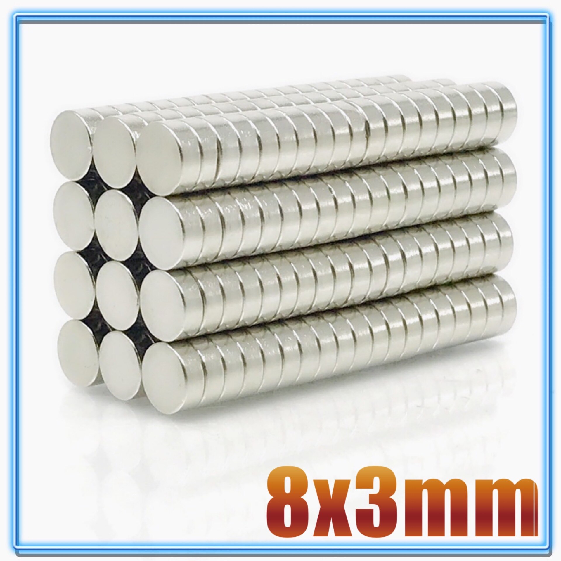 100 stk  n35 rund magnet 8 x 1 8 x 1.5 8 x 2 8 x 3 8 x 4 8 x 5 8 x 6 8 x 10 mm neodymmagnet permanent ndfeb superstærke kraftige magneter: 8 x 3(100 stk)