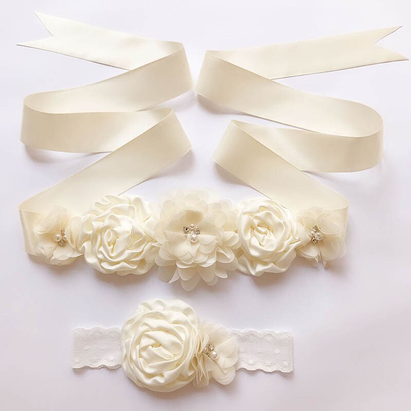 Lila Rosa Cinturones blumen mädchens Blumen Braut Schärpe Braut Gürtel Perlen Hochzeit Gürtel Hochzeit Schärpen für Blume Baby Mädchen b17: Elfenbein