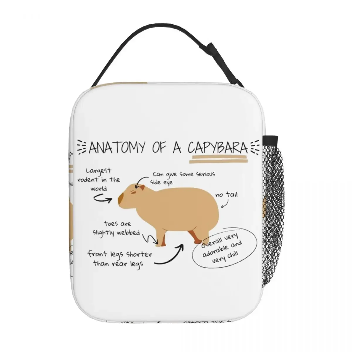 Bee And Capybara Thermal Insulated Lunch Bags for Travel Bee Cappy Reusable Food Container Bags Cooler Thermal Lunch Boxes: Brown