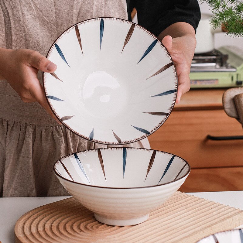 Japanese Hand-painted Japanese Style Home Ramen Bowl Hat Bowl Rice Bowl Ceramic Tableware Personality Big Soup Bowl