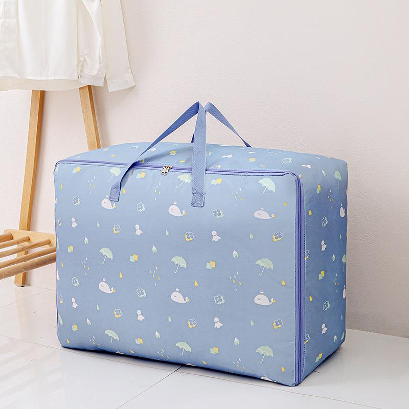 Thickened Quilt Storage Bag Durable Move House Organizer Handle Winter Clothing Storage Zipper Moisture-Proof Household Foldable: Whale / 60x26x53-71x52x30CM