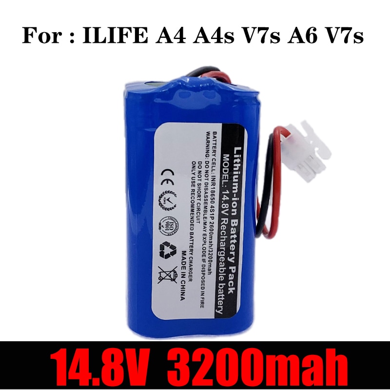 Robot Vacuum Battery - 2600mAh / 3200mAh - Li-ion - Replacement for ILIFE A4 A4s V7s A6 V7s Plus