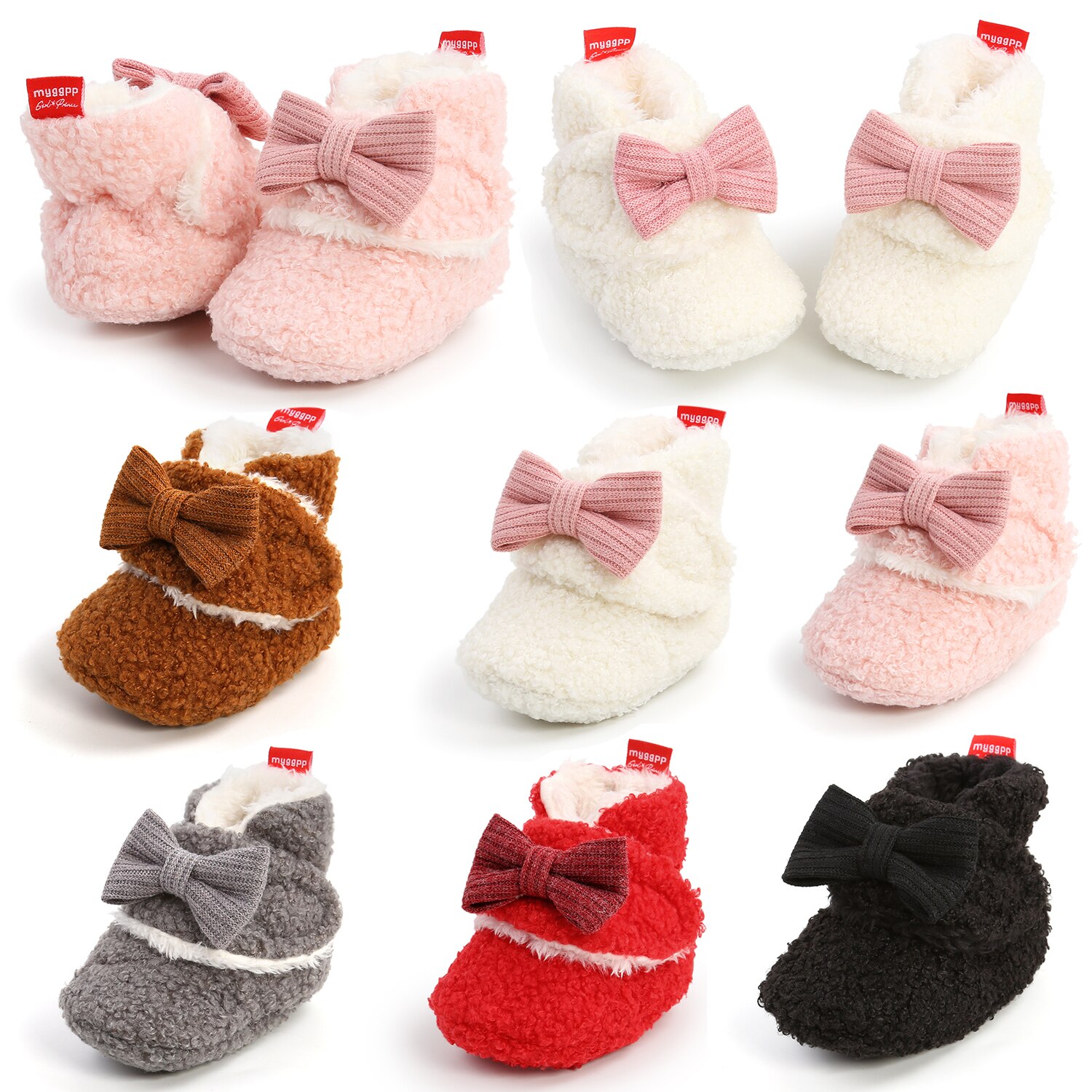Baby-schneestiefel für mädchen, winterschuhe, einfarbig, fleecefutter, warm, rutschfest, lauflernschuhe 0-18m