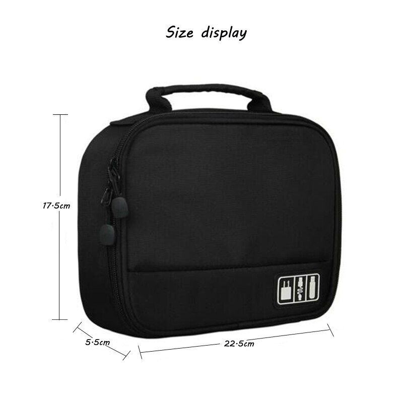 Bolsa organizadora de cables para viaje, cargador Digital portátil con cremallera, kit de almacenamiento de cosméticos, accesorios de viaje
