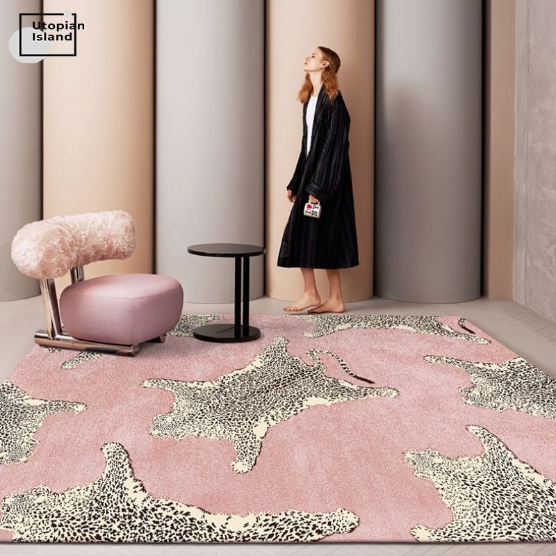 Leopard Carpet Soft Bedroom Carpet Nordic Plush Carpet Hair Baby Rugs Furry Babi Play Mat Pink Fluffy Carpets For Living Room