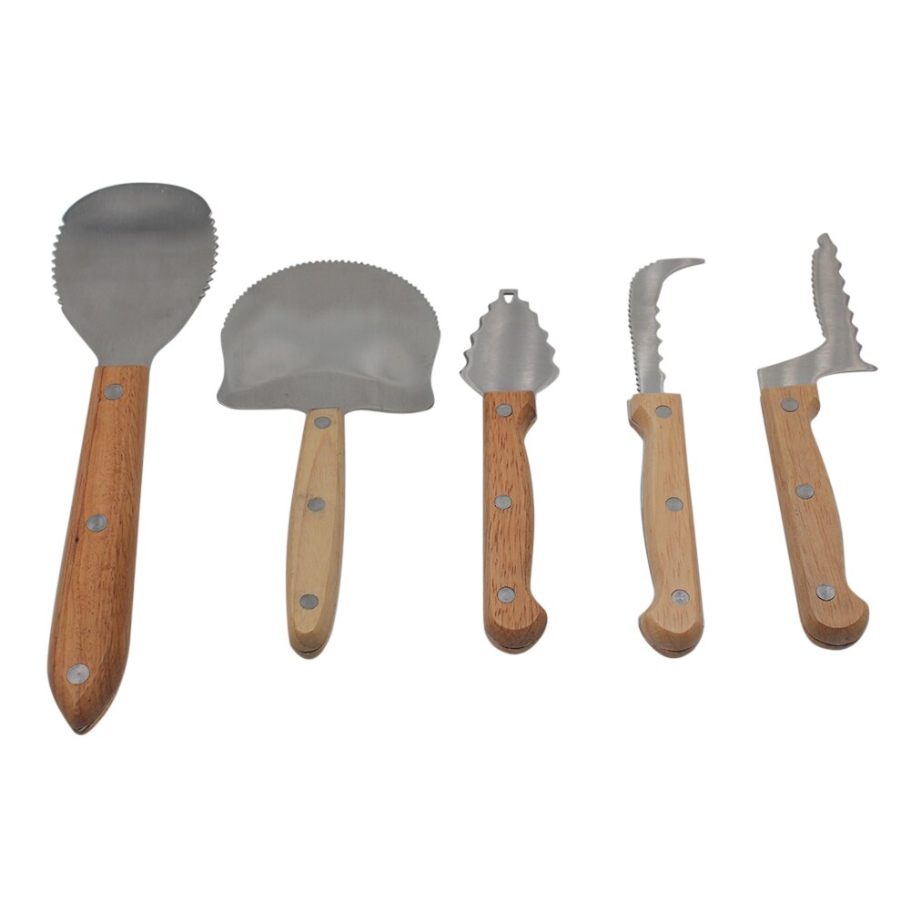 5pcs Halloween Heavy Duty Pumpkin Carving Tools Pumpkin Carving Stencils Cutters Food Gouge Kitchen Carving Tools Kit