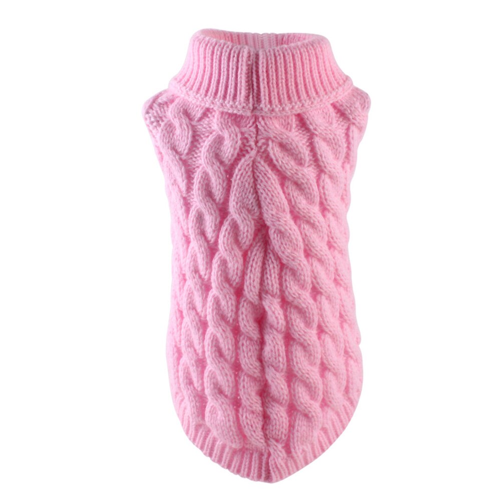 Small Dog Knit Jackets Sweater Pet Cats Puppy Coat Clothes Warm Costume Apparel Pet Sweater J8 #3: pink / L