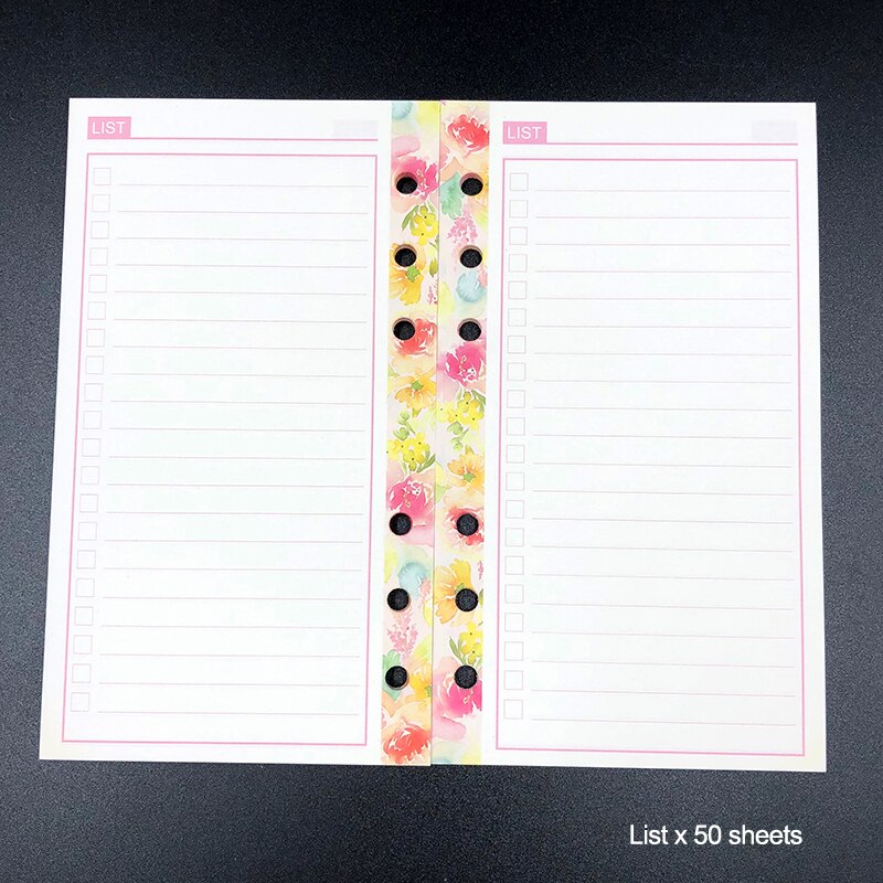 Lovedoki diario recambio A6A5 semanal mensual papel de relleno de planificador para Filofax Dokibook carpeta cuaderno de papelería escolar: spring list / A6 Medium