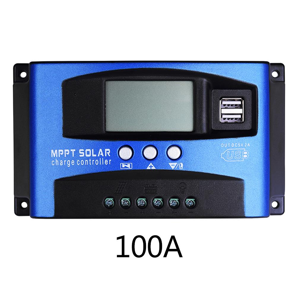 Contrôleur de Charge solaire automatique 100A/60A/50A/40A/30A MPPT avec double sortie USB 5 V 12/24 V Charge de régulateur de batterie de panneau solaire: 100A