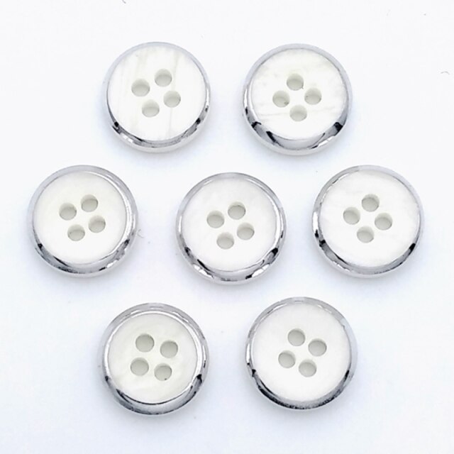 HL-Botones de camisa para hombre y mujer, botones galvanizados de resina con borde dorado, 4 agujeros, accesorios de costura para ropa DIY, 11,5mm, 50 piezas: 04