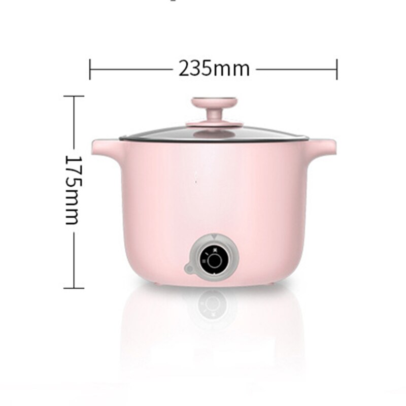 1.5L 220V Mini Portable Multifunction Electric Cooker Pot Frying Fired Food Stewing Pot Mini Rice Cooker Visible Glass