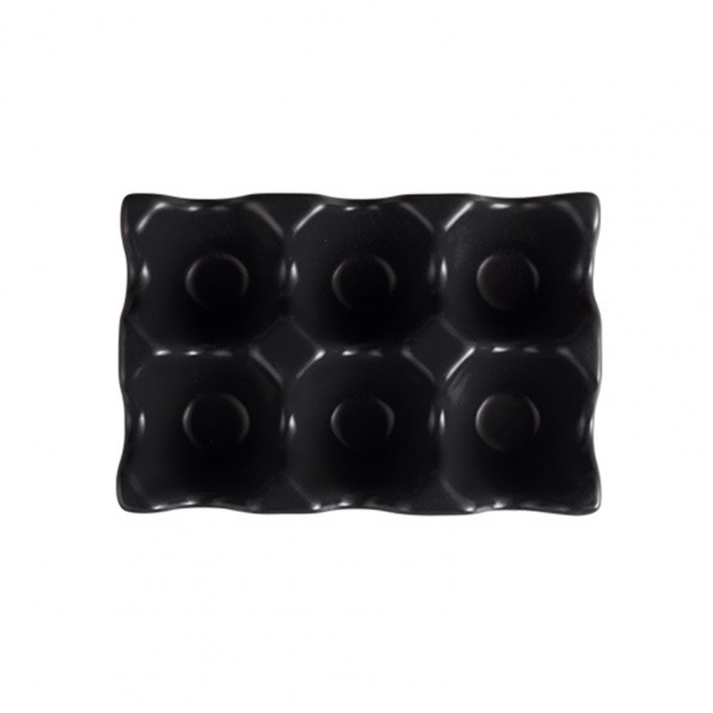 Egg Holder Anti-Slip 6 Grids Ceramic Eco-Friendly Egg Container for Kitchen: Black