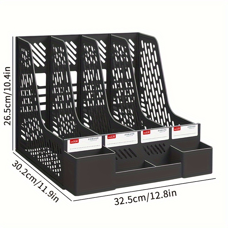 4 Packs Plastic Desk Organizer File Folder, Desktop Magazine Holder, Office File Sorter Rack, Vertical File Dividers: green