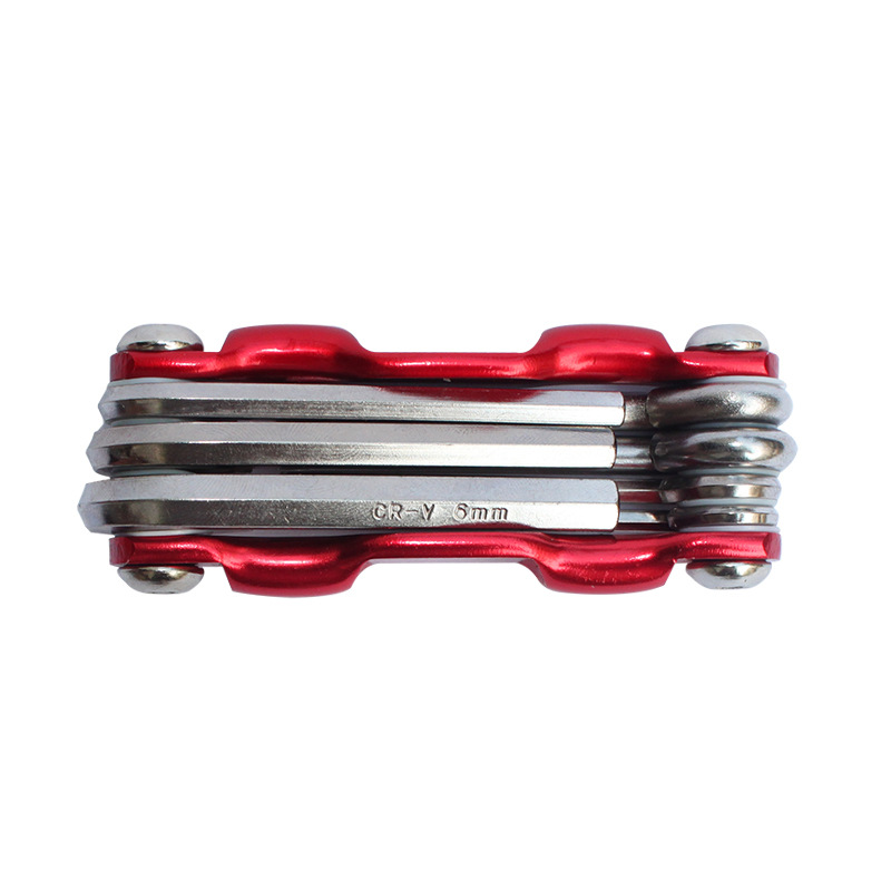 Multi kit de ferramentas reparo portátil ferramenta bicicleta dobrável chave allen falou hex chave conjunto ferramentas manutenção ciclismo acessórios: COR VERMELHA