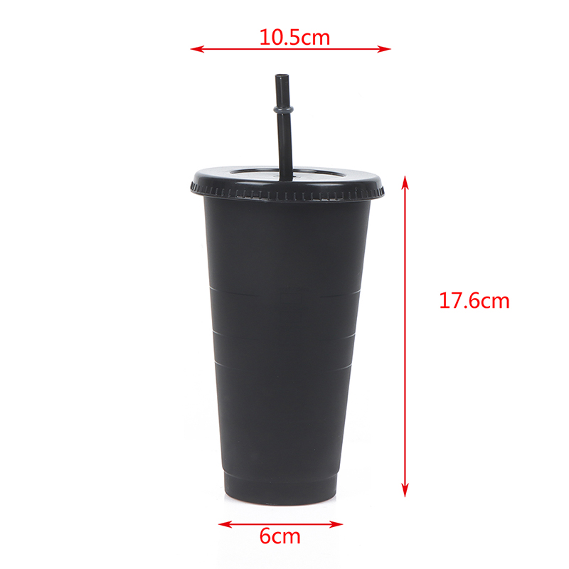 Black White Straw Cup with Lid Mugs Plastic Tumbler Matte Coffe Bottle Cup Food Grade PP Plastic Drink Coffee Mug 5pcs/set 710ml