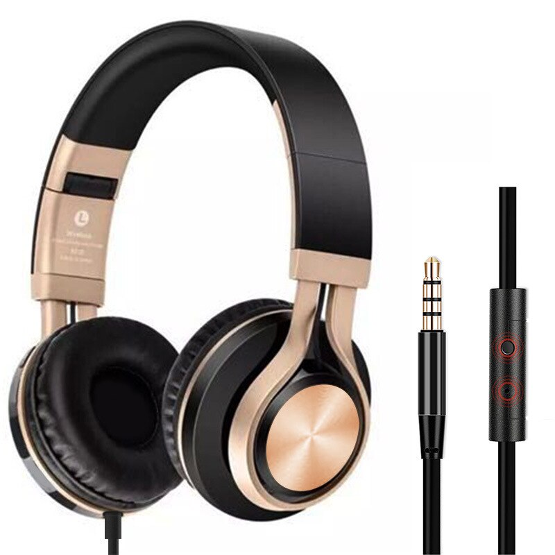 Unitop gaming headset estéreo com fio fones de ouvido graves 3.5mm com microfone para o telefone móvel computador portátil alta fidelidade: Black(Gold)