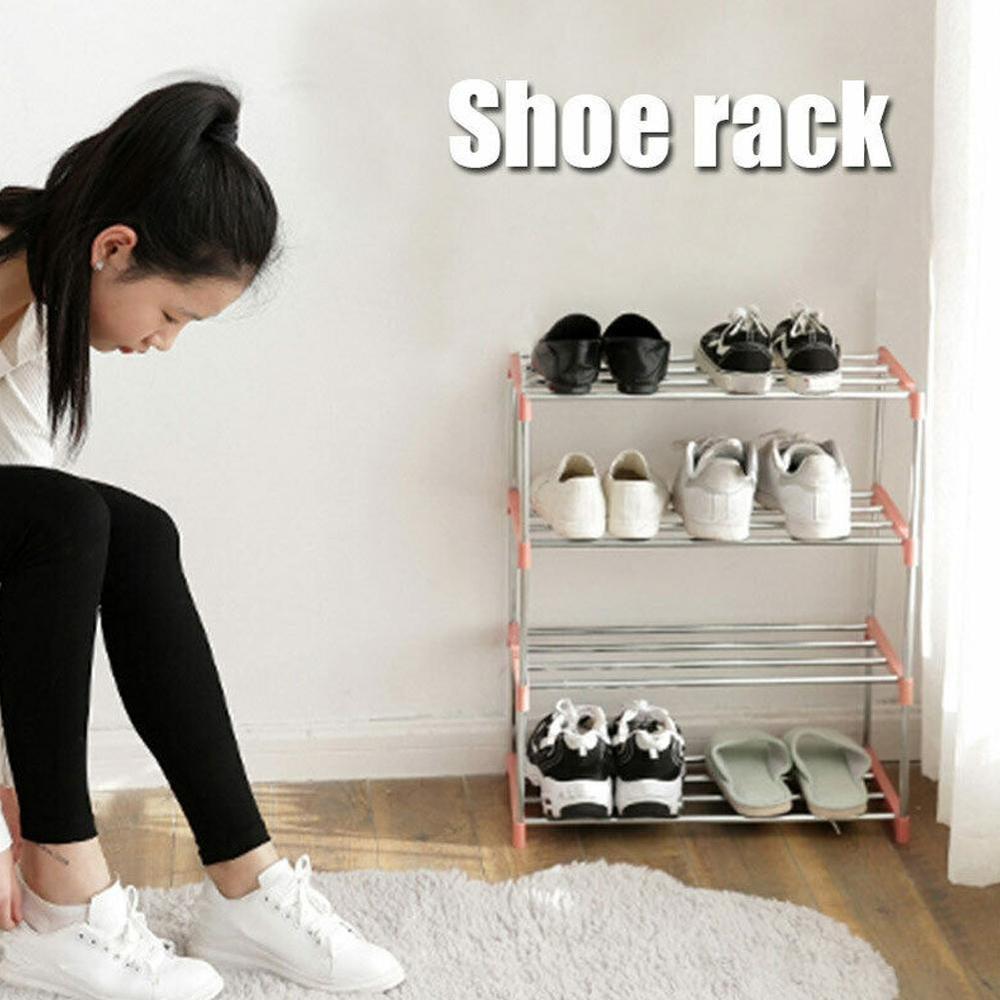3/4 Tiers Stapelbaar Schoenenrek Opslag Plank Thuis Hal Schoenen Organizer Rvs Schoenenrek