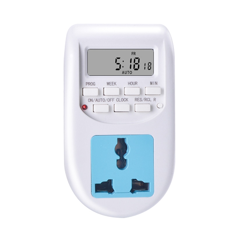 Digital Time Switch Timer With UK EU Socket Weekly Programmable Electronic Digital Timer Switch LCD Display 220V 50Hz 10A