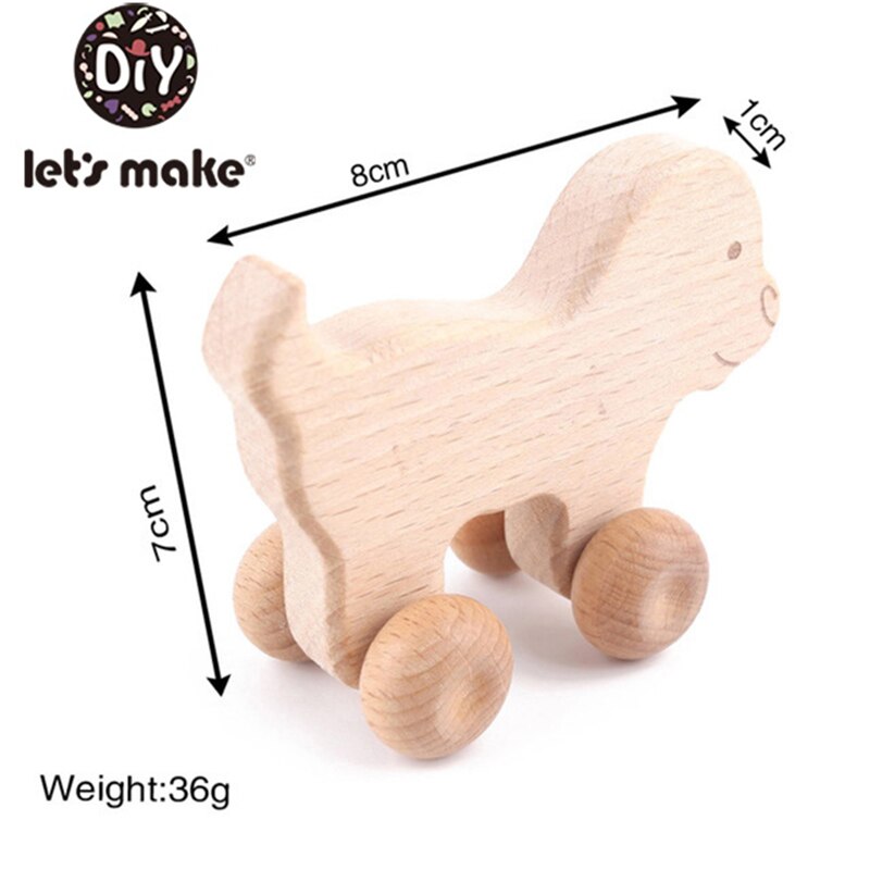 Let's Make 1Pc Leopard Car Wooden Teether Animal Car Ecofriendly Baby Crib Toy Wooden Baby Accessories Wooden Teether Toys: small dog car