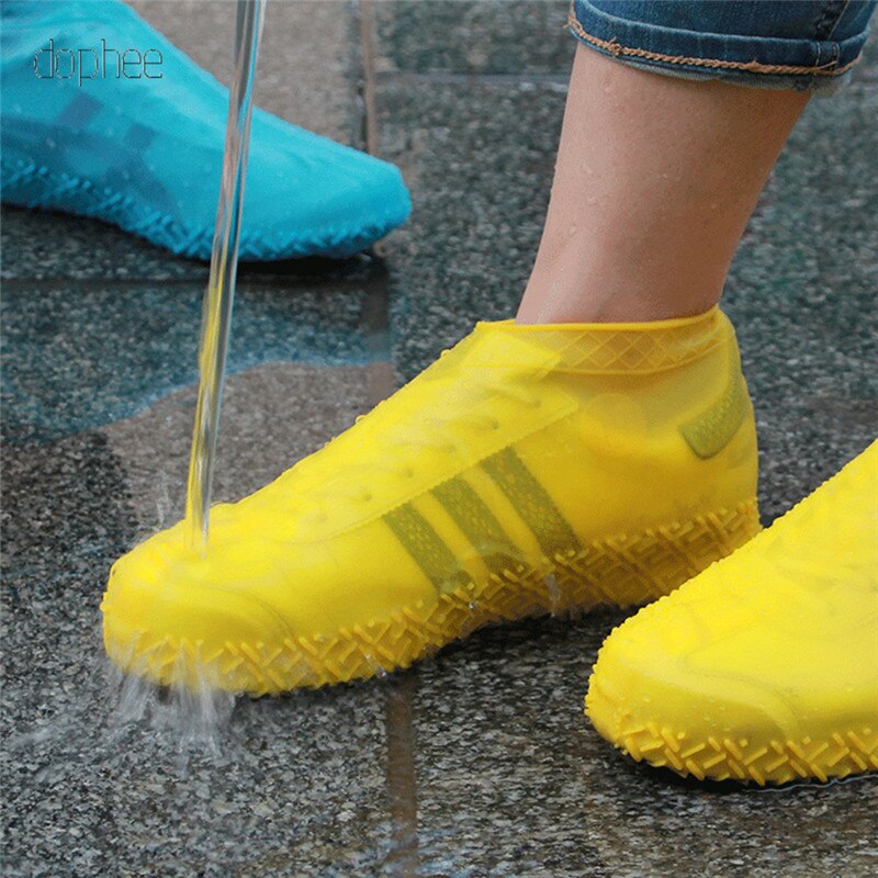 dophee 1 Pair Reusable Silicone Shoe Cover L Waterproof Rain Shoes Covers Camping Slip-resistant Rubber Rain Boot Overshoes