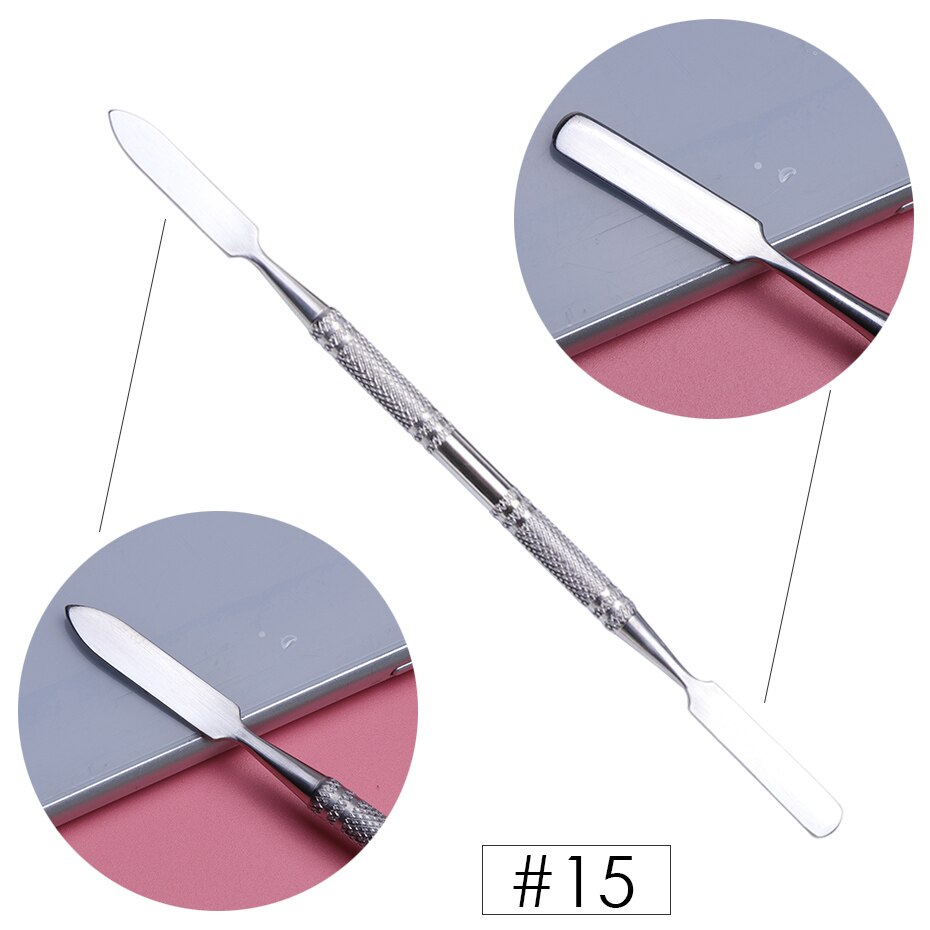 1pcs Dual-end Nail Cuticle Pusher Remover Stainless Steel UV Gel Polish Removal Trimmer Dead Skin Grinding Manicure Tool JI809-1: 15