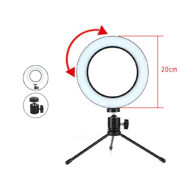 Fotografie LED Selfie Ring Licht 16/20CM Dimmbare Kamera Telefon Ring Lampe 6 zoll Mit Tisch Stative Für machen-hoch Video Live Studio: 20cm