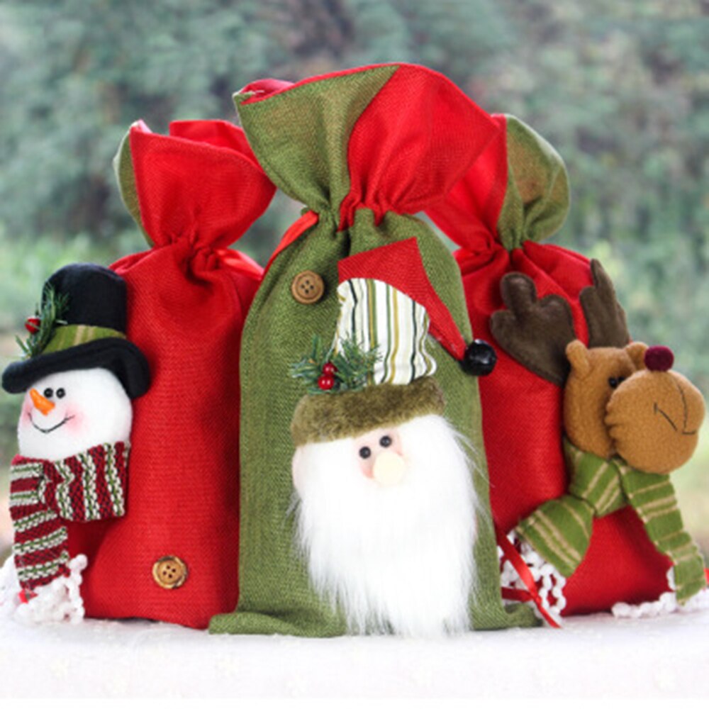 1Pc Kerst Grote Jumbo Vilt Santa Zak Kinderen Xmas Snoep Kous Tas Prachtige Kerstman Oversized Bos tas