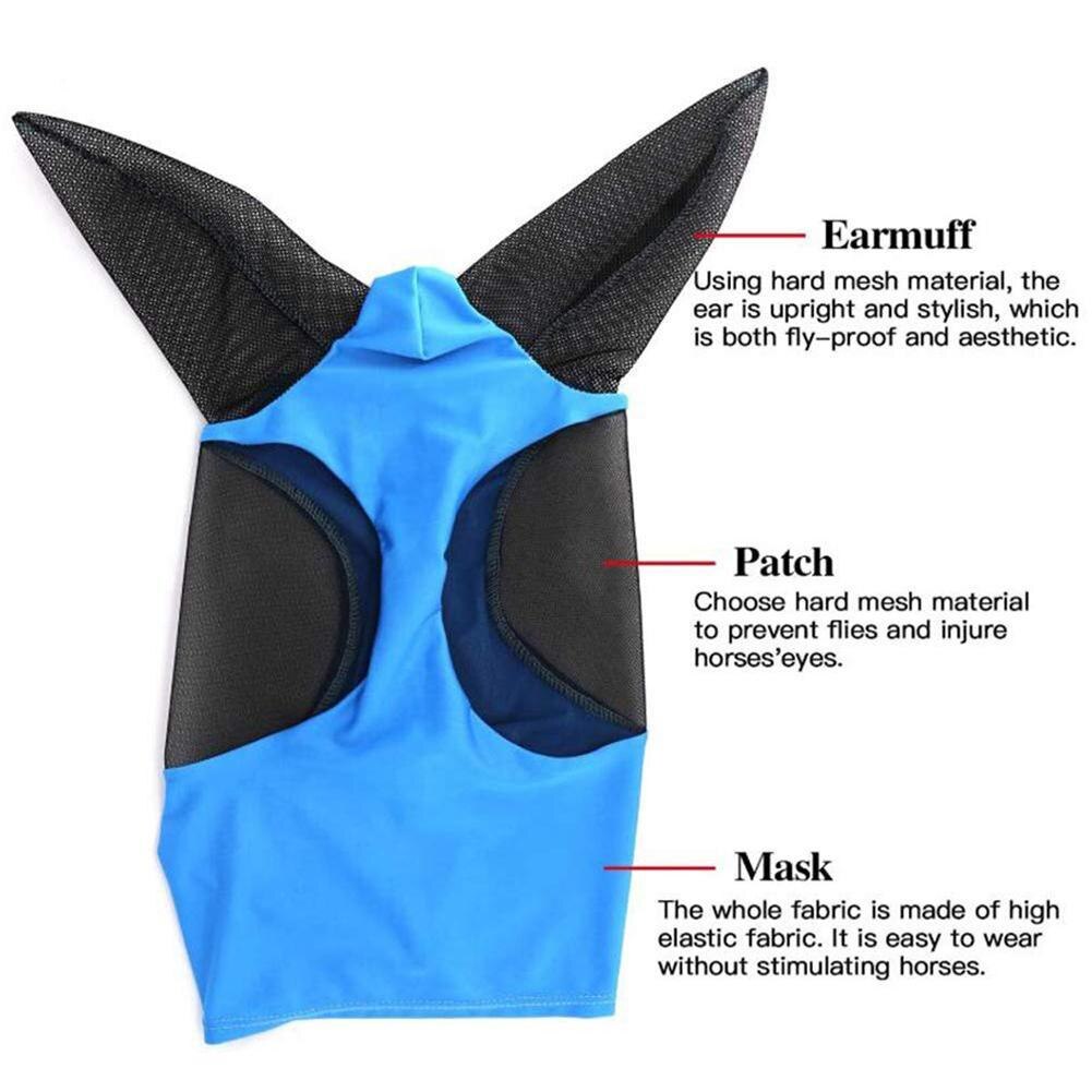Breathable Mesh Anti-mosquito Lightweight Comfortable Cover Fly Ear Horse Mask with Nasal with Cover Head Horse Horse Care