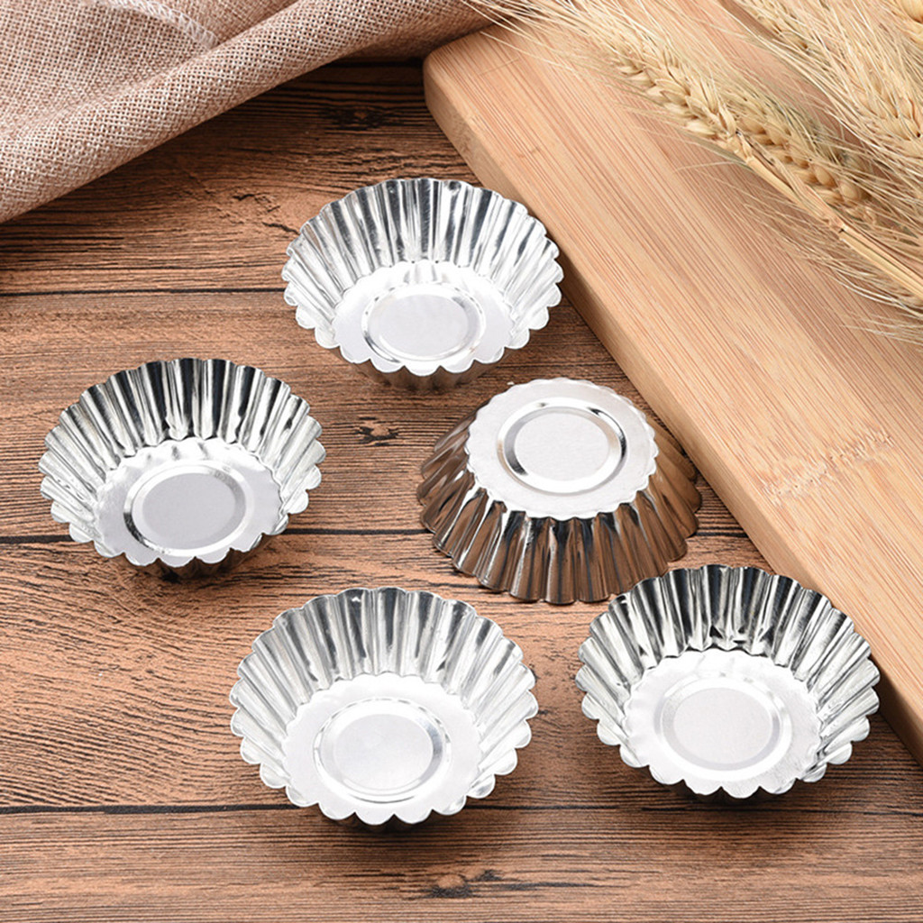 50/100pcs Eierkuchen Tasse Aluminium folie Back becher Eierkuchen Pfanne Cupcake Fall Teer Kuchen form Backwaren mit Zinn Grill Tasse