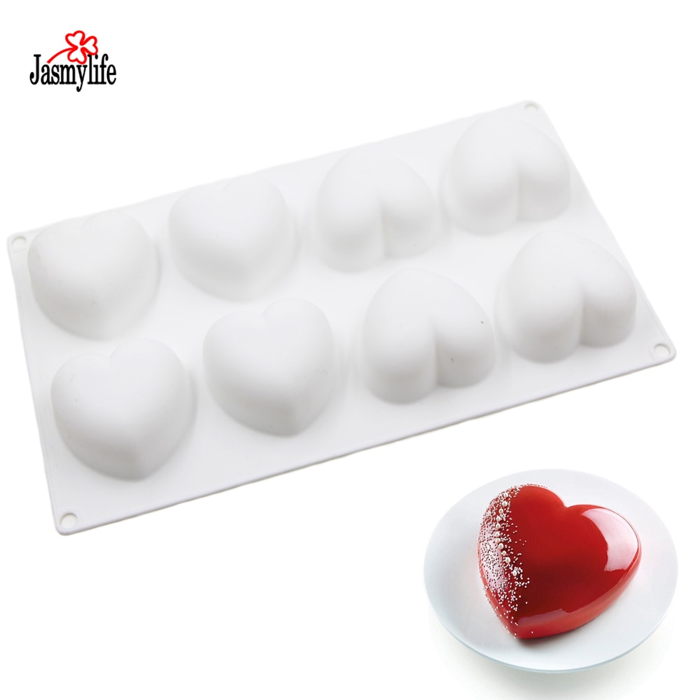8 gaten liefde hartvormige Mousse Silicone Mold Cake Pan Bakken Tool Mousse Chocolade Dessert Jelly muffin Mould Pastry Decoratie
