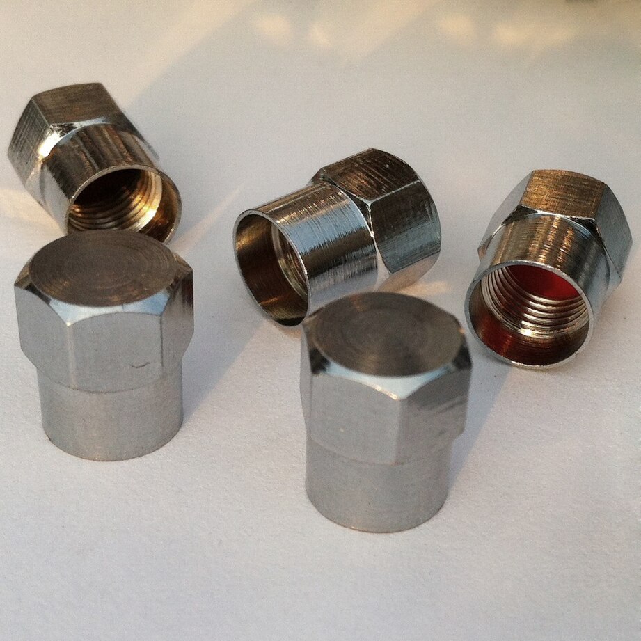 5 Chrome Valve Dust Caps Auto/Fiets Buis-Tyre