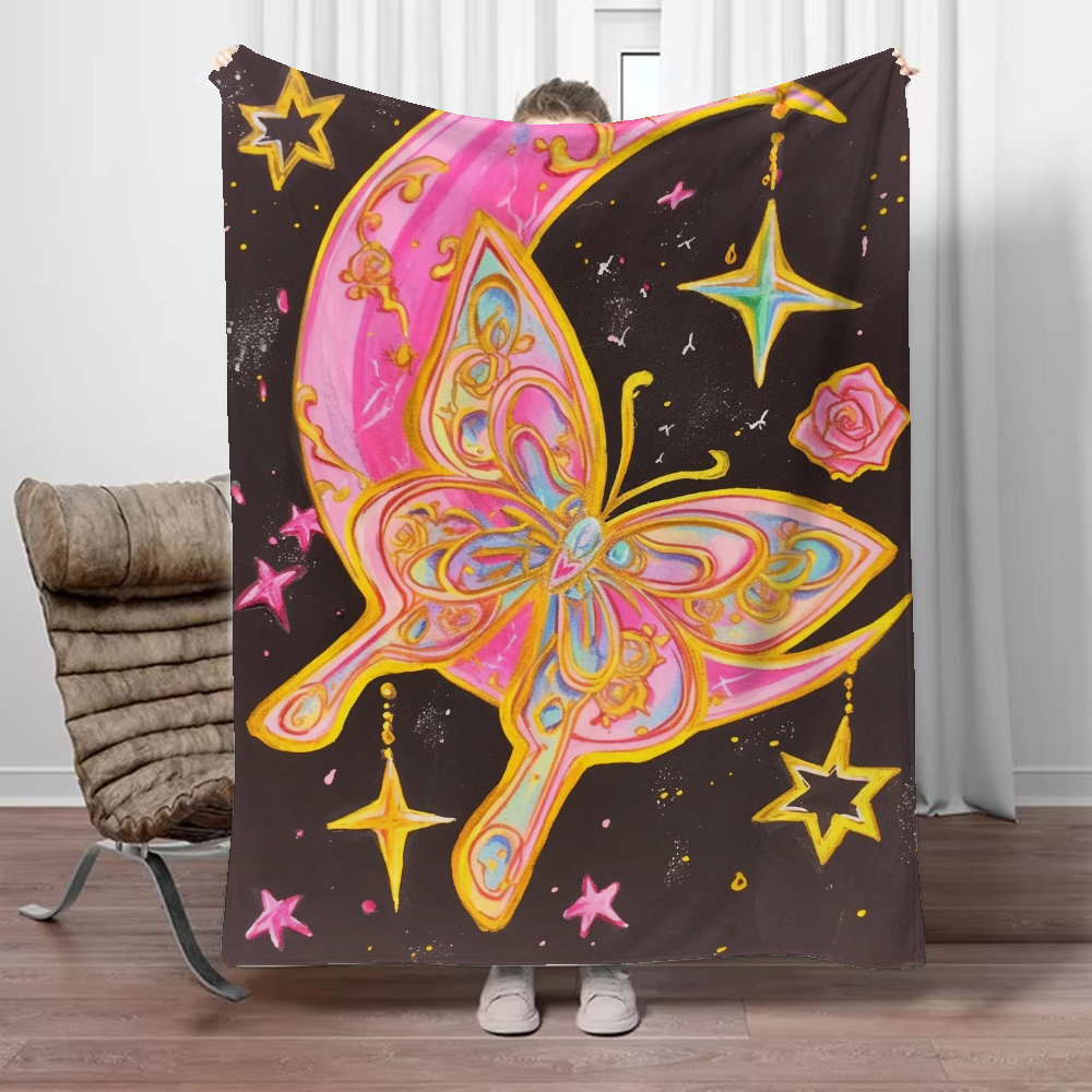 Thin Wadding Blanket for Sofas Butterfly and Rose Cute Throw Blanket Sofa Winter Home Interior Luxury Blankets King Size Knee &: 100x150cm / Blue