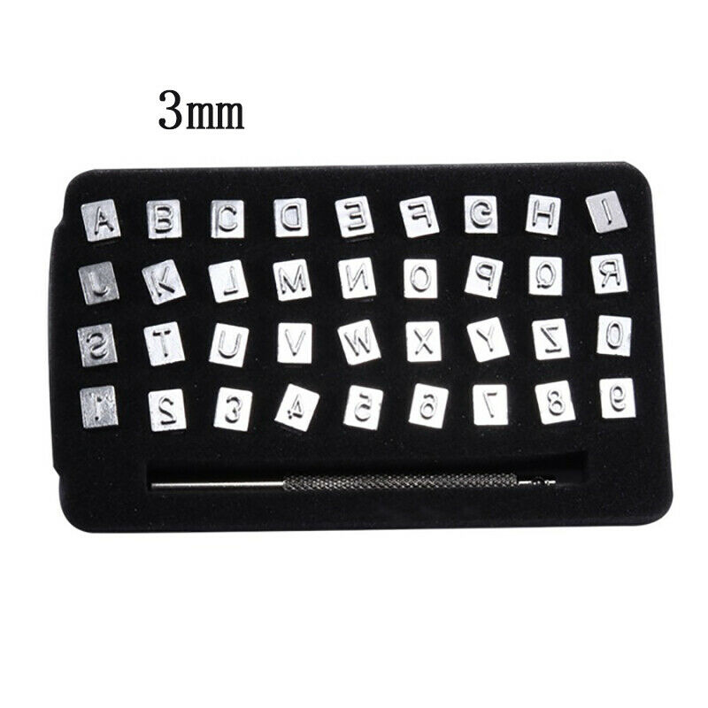 Juego de perforadores con números del alfabeto inglés, sellos de Metal, herramientas de grabado de cuero, suministros para manualidades de cuero, 36 unids/set por juego: 3mm
