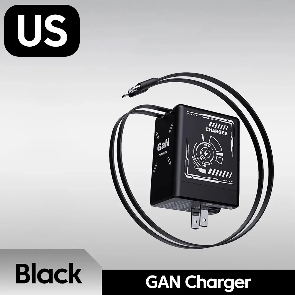 GaN 20W Snellader met intrekbare Type-C kabel, snellaadadapter voor iPhone 17 16 15 14 13 12 11 iPad: ons