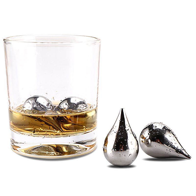 Water Drops 304 Stainless Steel Ice Wine Stone Whiskey Wine Cold Metal Ice Cube Ice Bar Barware2.