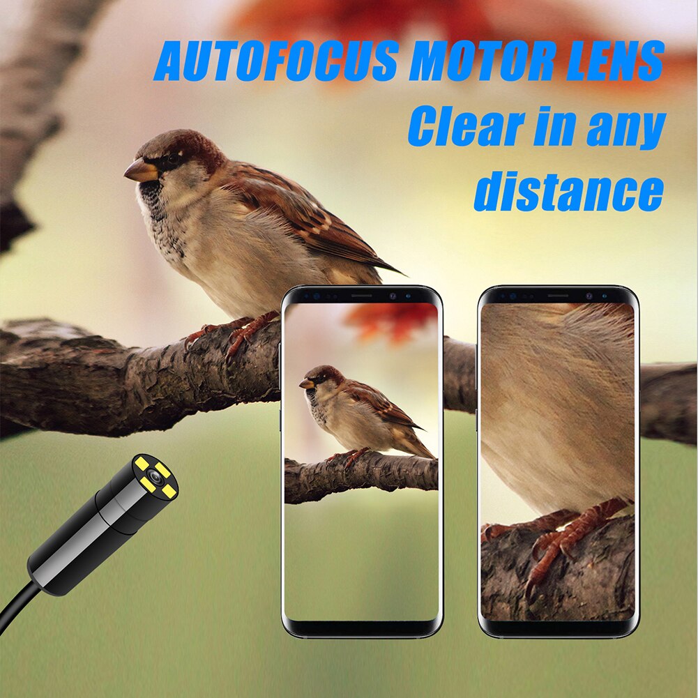 5.0MP Auto Focus WiFi Endoscope Inspection Camera Waterproof IP68 Flexible Snake Camera 2560*1920P HD for Android iOS Tablet
